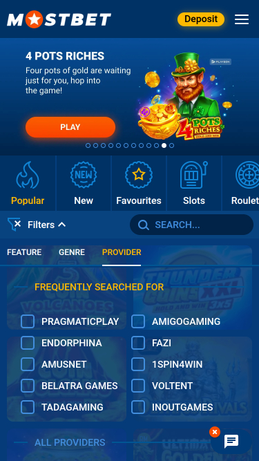 Mostbet Casino Mobile Game Developers