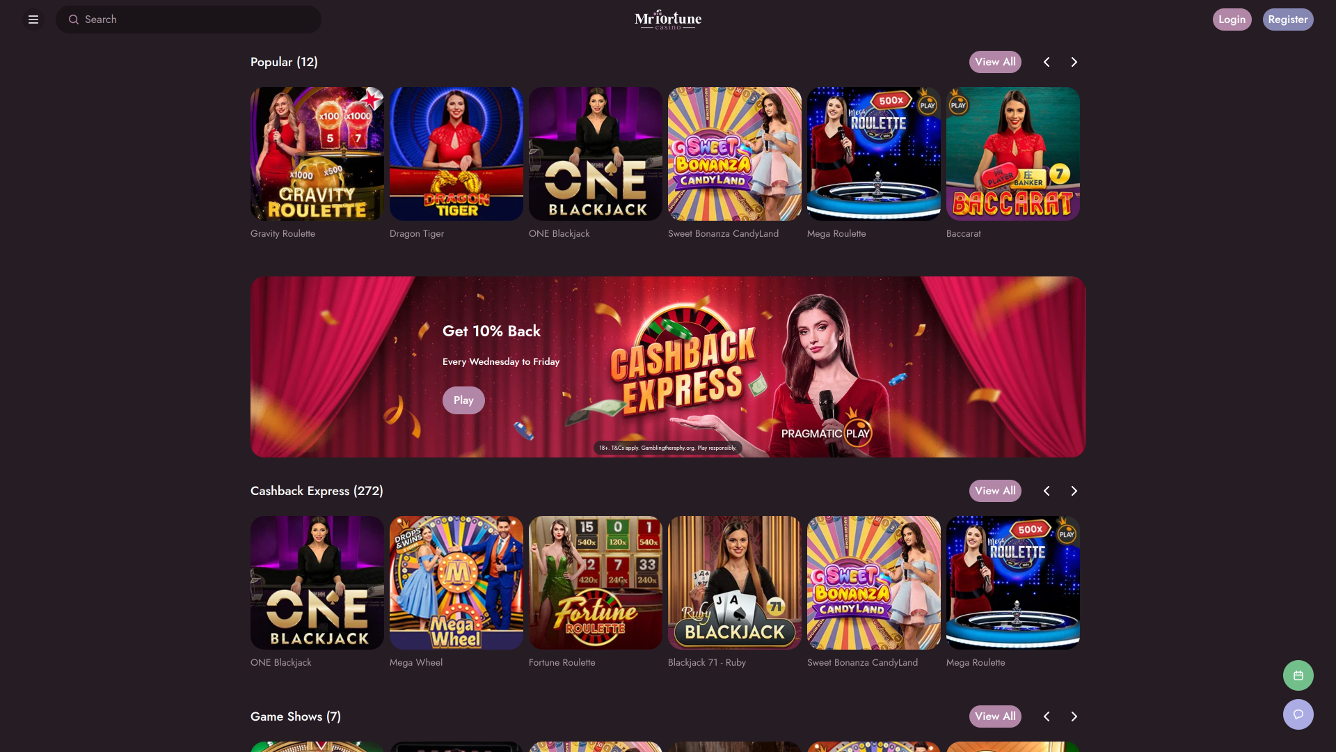 Mr Fortune Casino Desktop Live Dealer