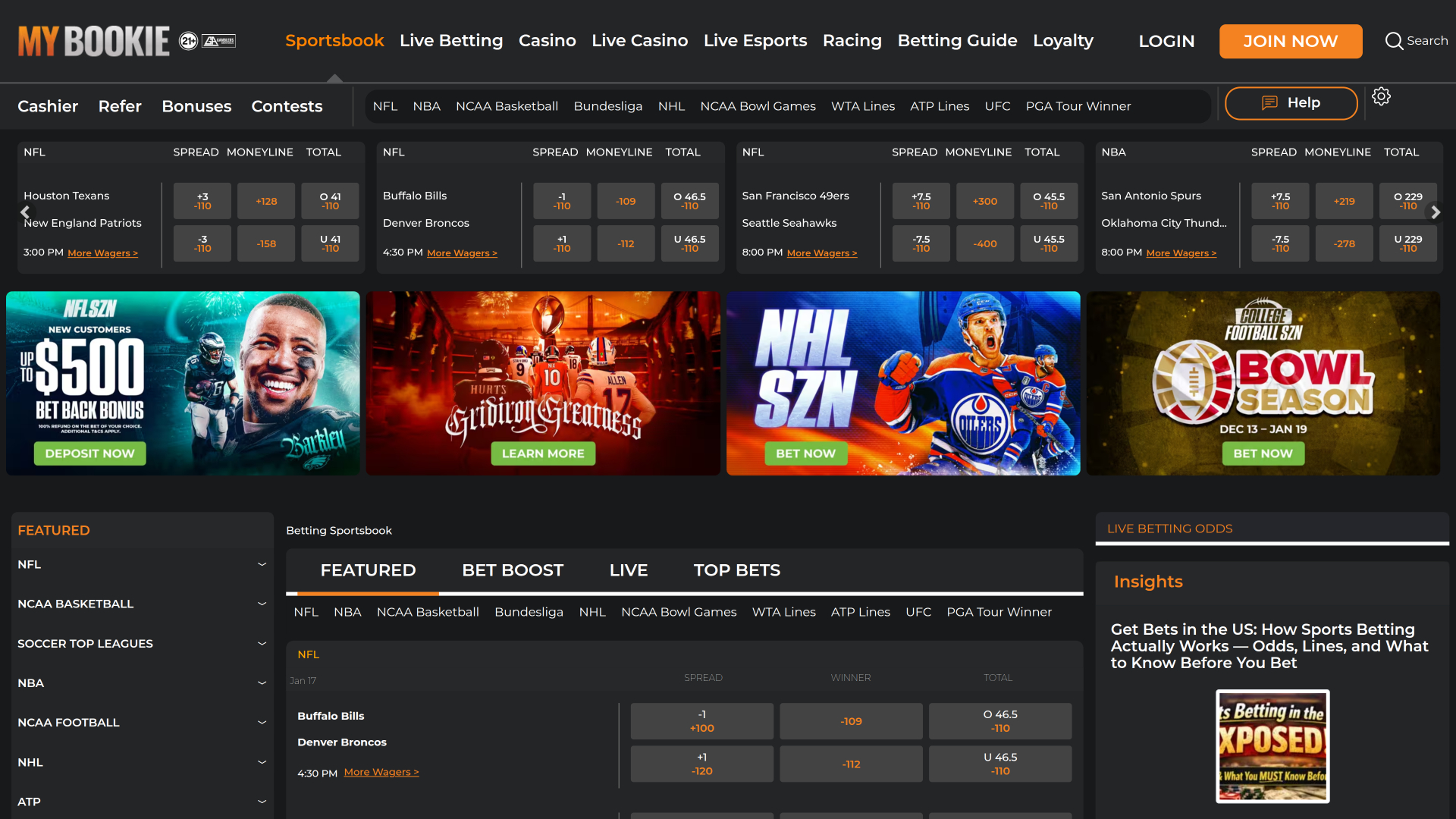 MyBookie Casino Desktop Sportsbook