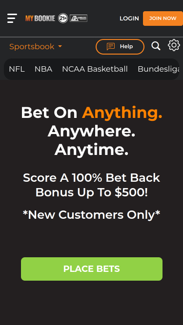 MyBookie Casino Mobile Homepage