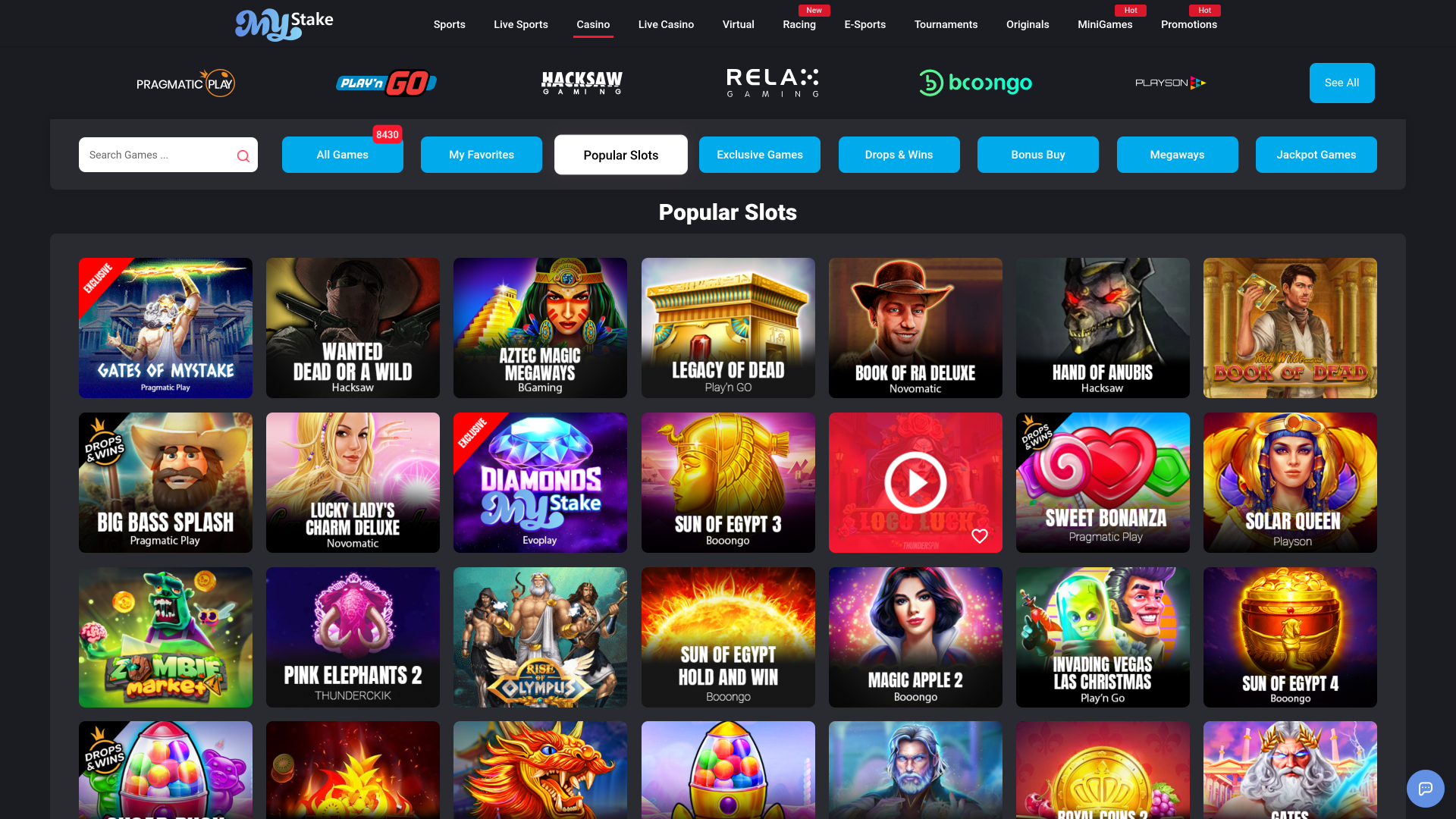 MyStake Casino Desktop Games