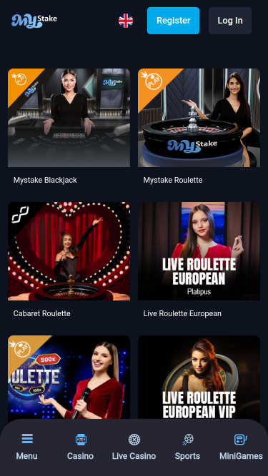 MyStake Casino Mobile Live dealer