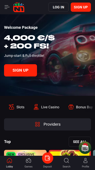 N1 Casino Mobile Homepage