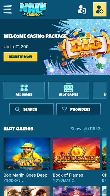 Nalu Casino Mobile Homepage