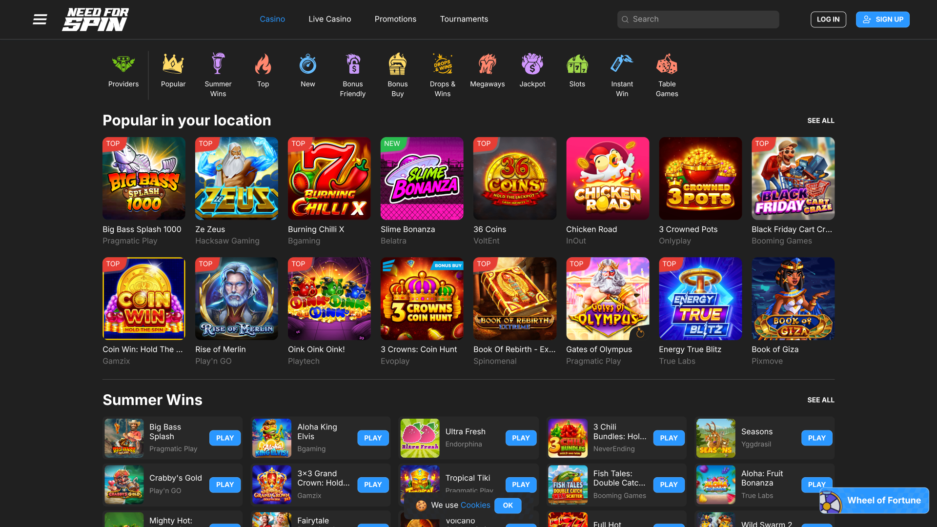 Need for Spin Casino Desktop Games