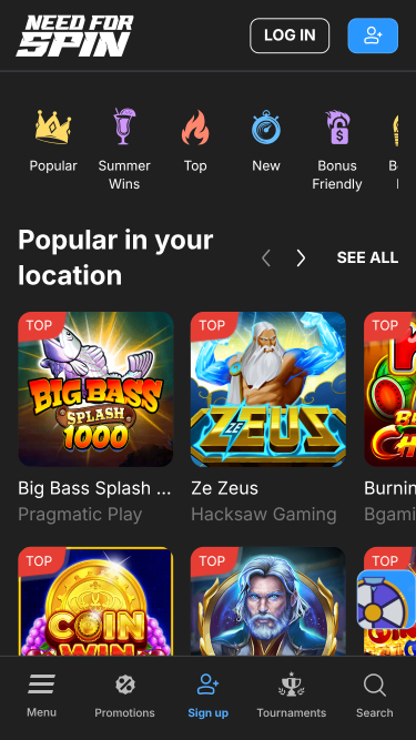 Need for Spin Casino Mobile Games