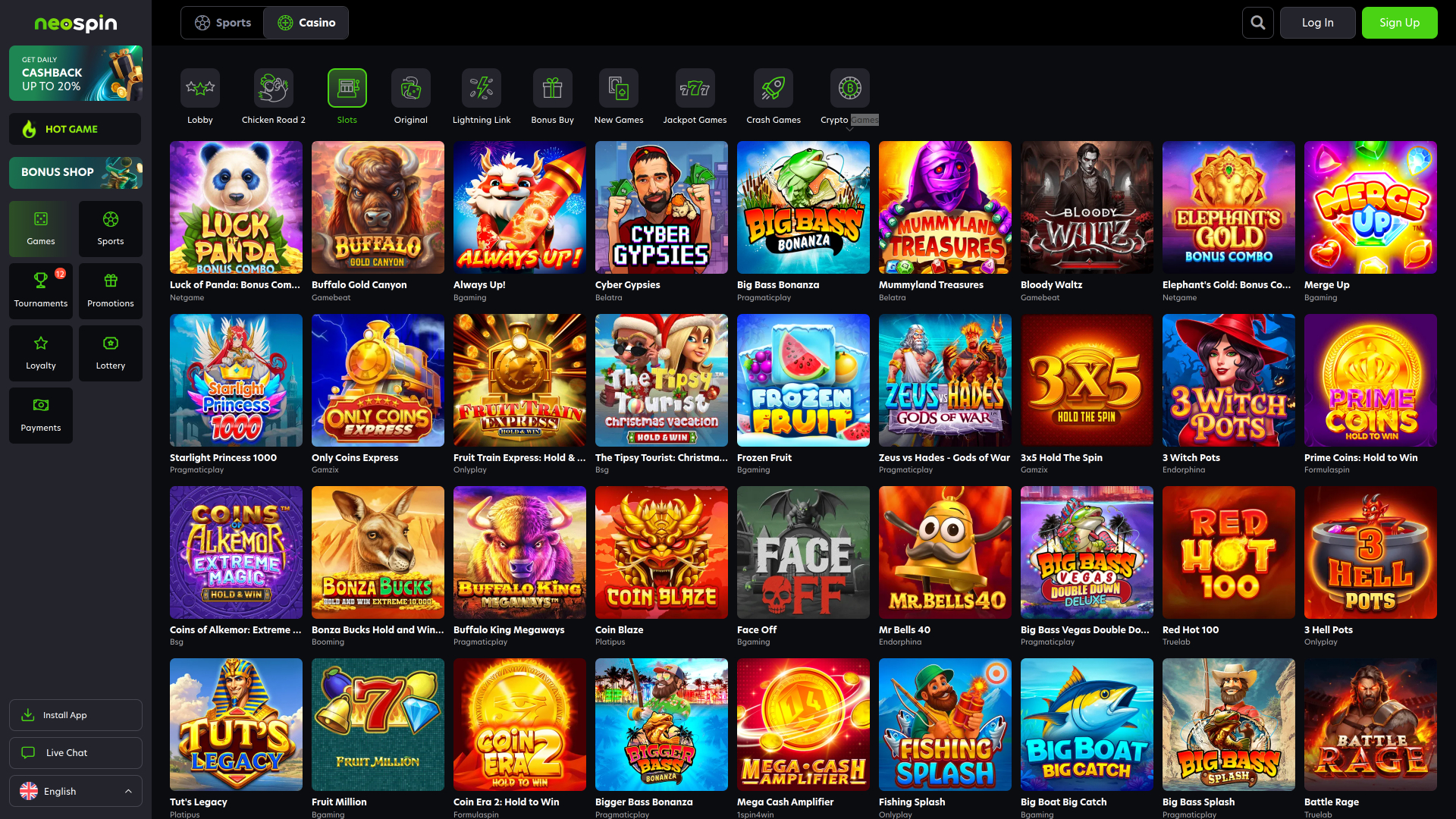 Neospin Casino Desktop Games