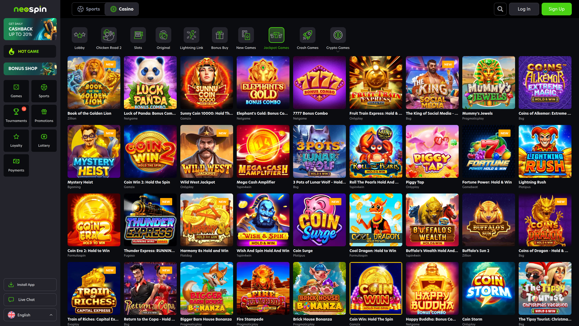 Neospin Casino Desktop Jackpot
