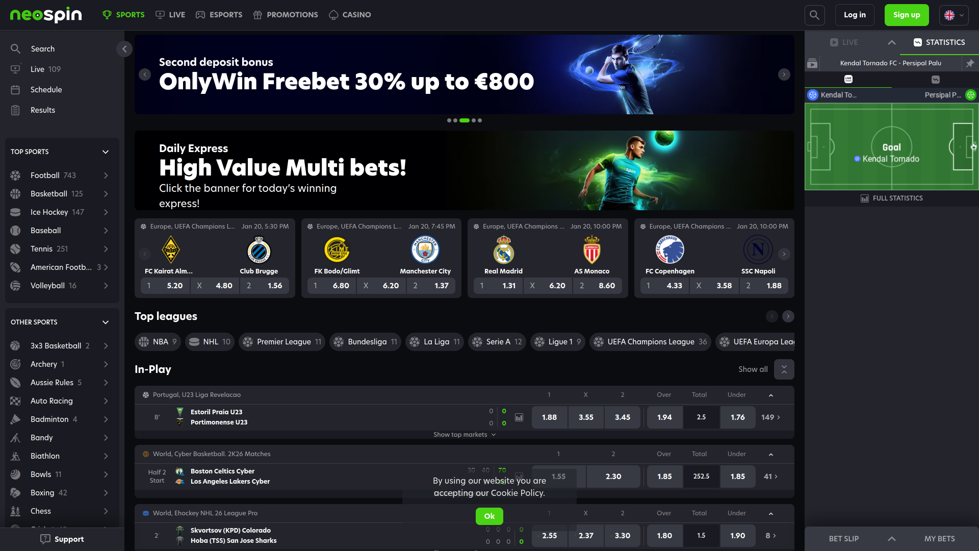 Neospin Casino Desktop Sportsbook