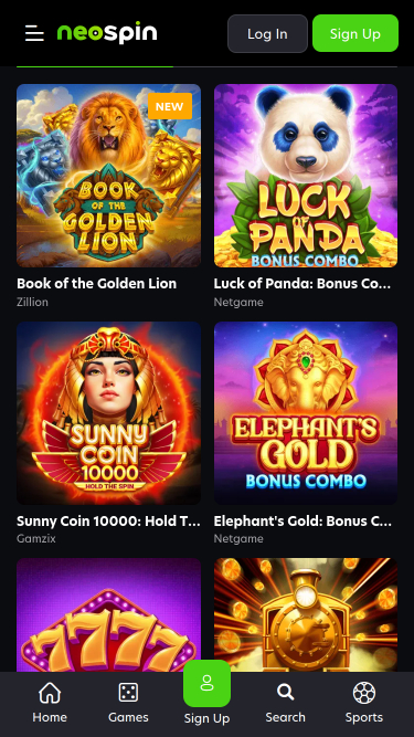 Neospin Casino Mobile Jackpot
