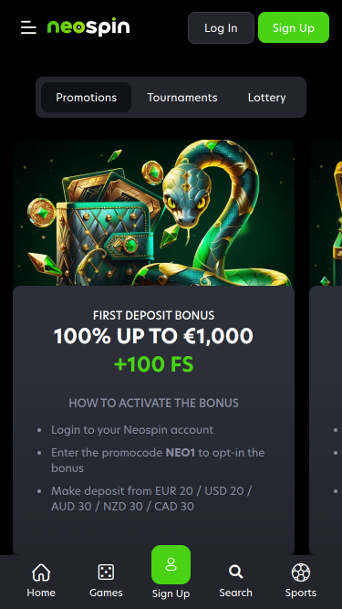 Neospin Casino Mobile Promotions