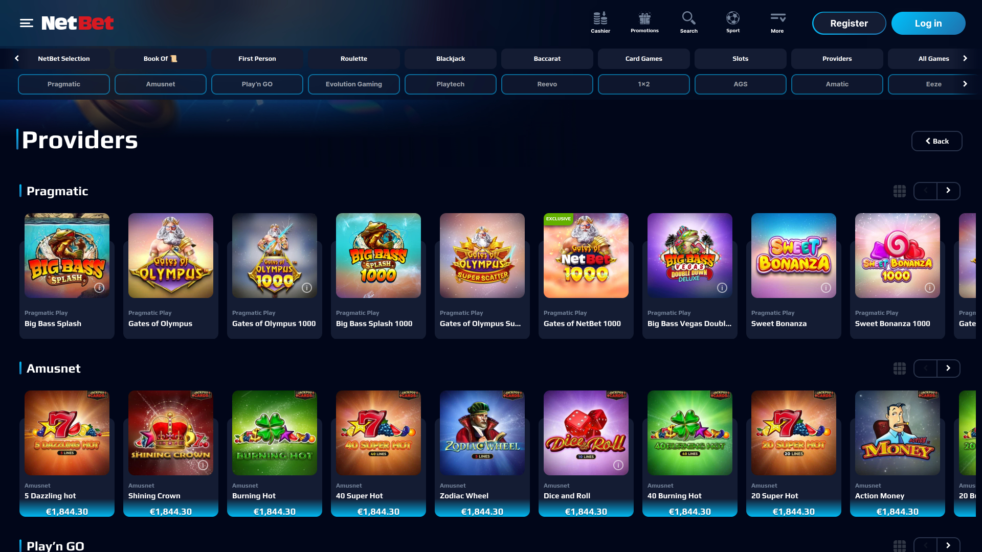 NetBet Casino Desktop Game Developers