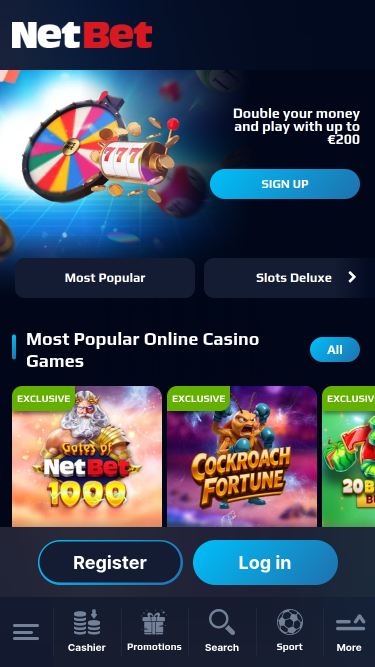 NetBet Casino Mobile Homepage