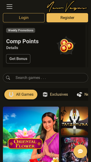 NewVegas Casino Mobile Homepage