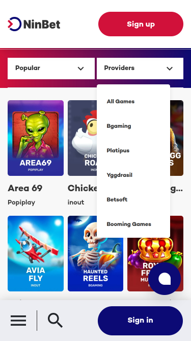 Ninbet Casino Mobile Game Developers