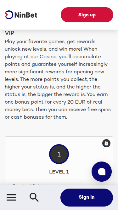 Ninbet Casino Mobile VIP Program