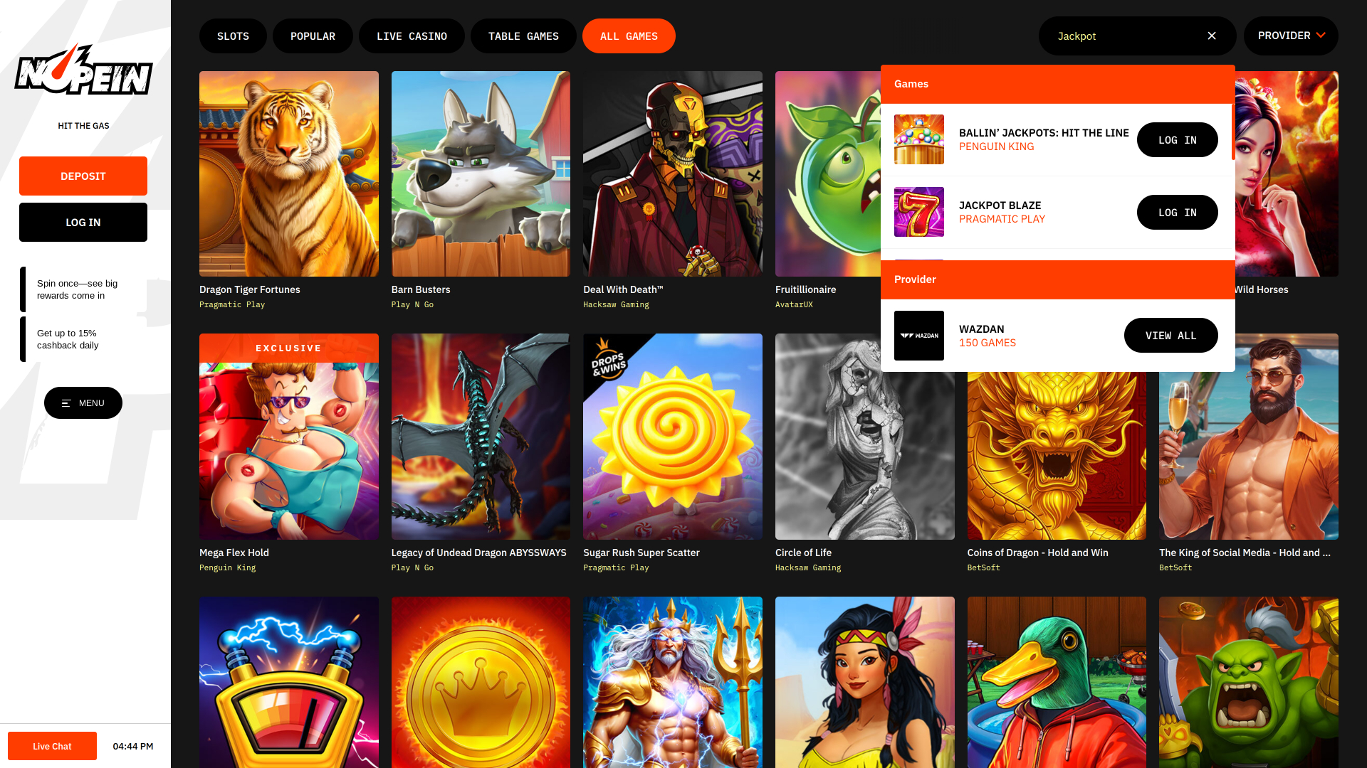 Nopein Casino Desktop Jackpot