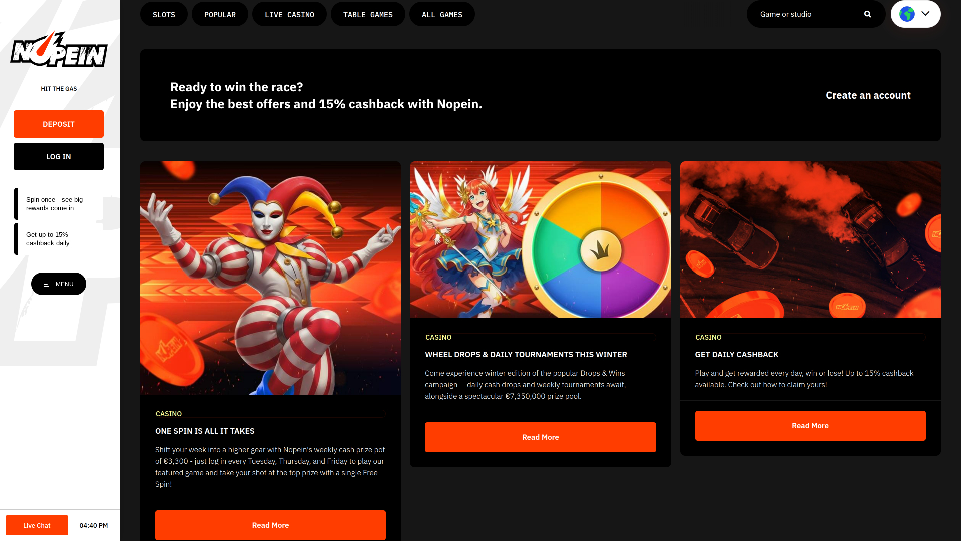 Nopein Casino Desktop Promotions