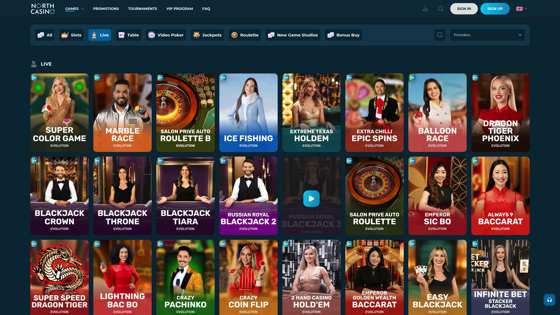 North Casino Desktop Live Dealer