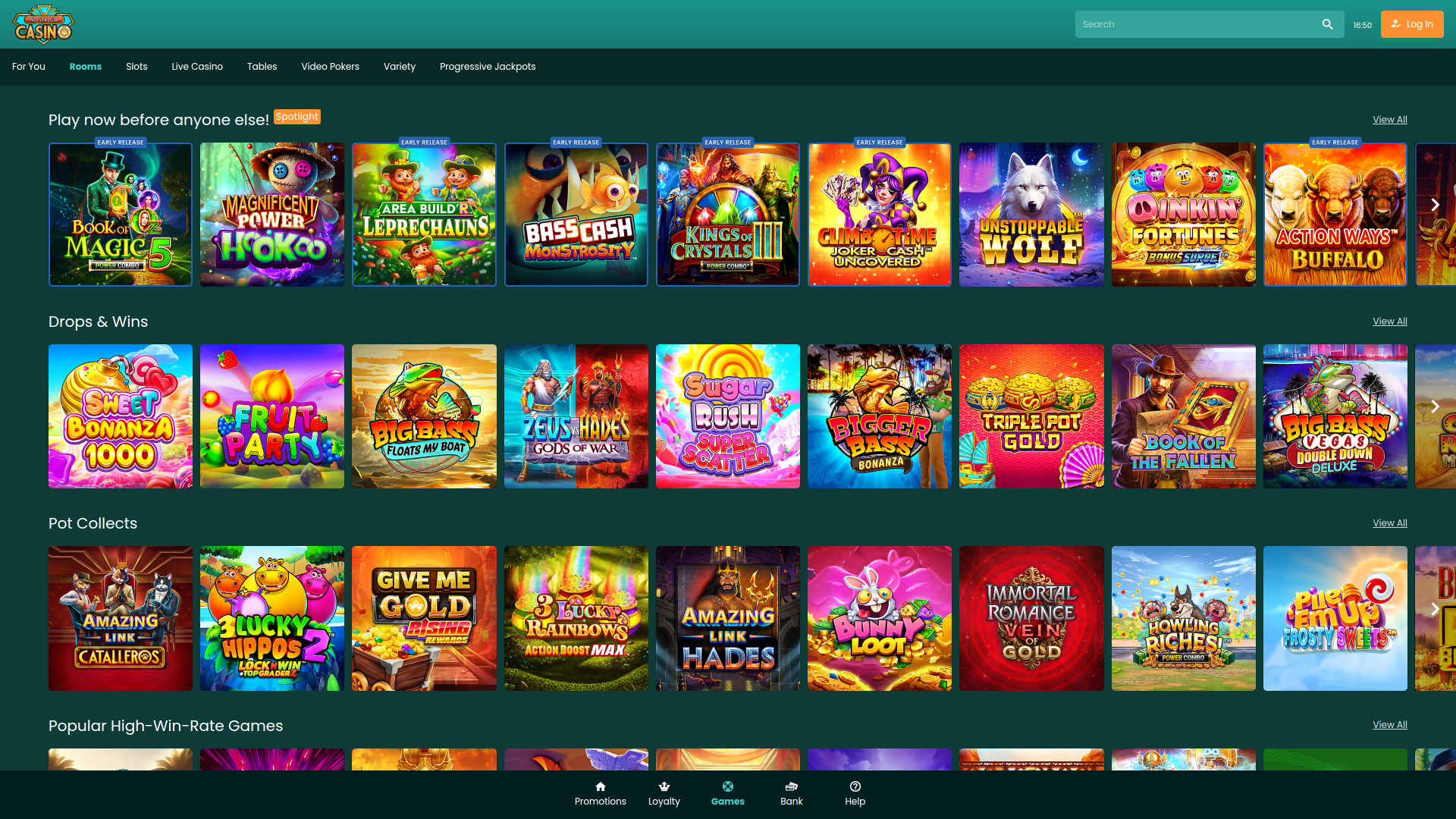 Nostalgia Casino Desktop Homepage