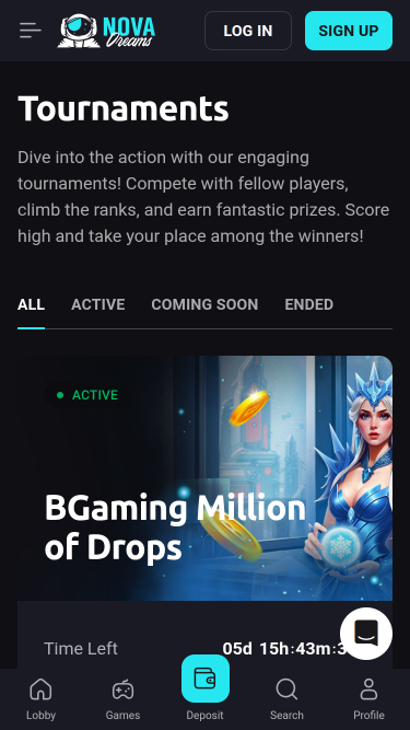 NovaDreams Casino Mobile Tournaments