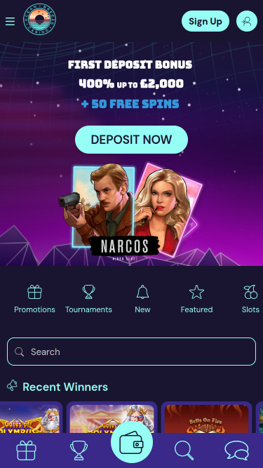 Ocean Breeze Casino Mobile Homepage