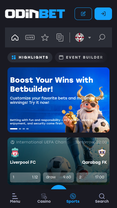 Odinbet Casino Mobile Sportsbook