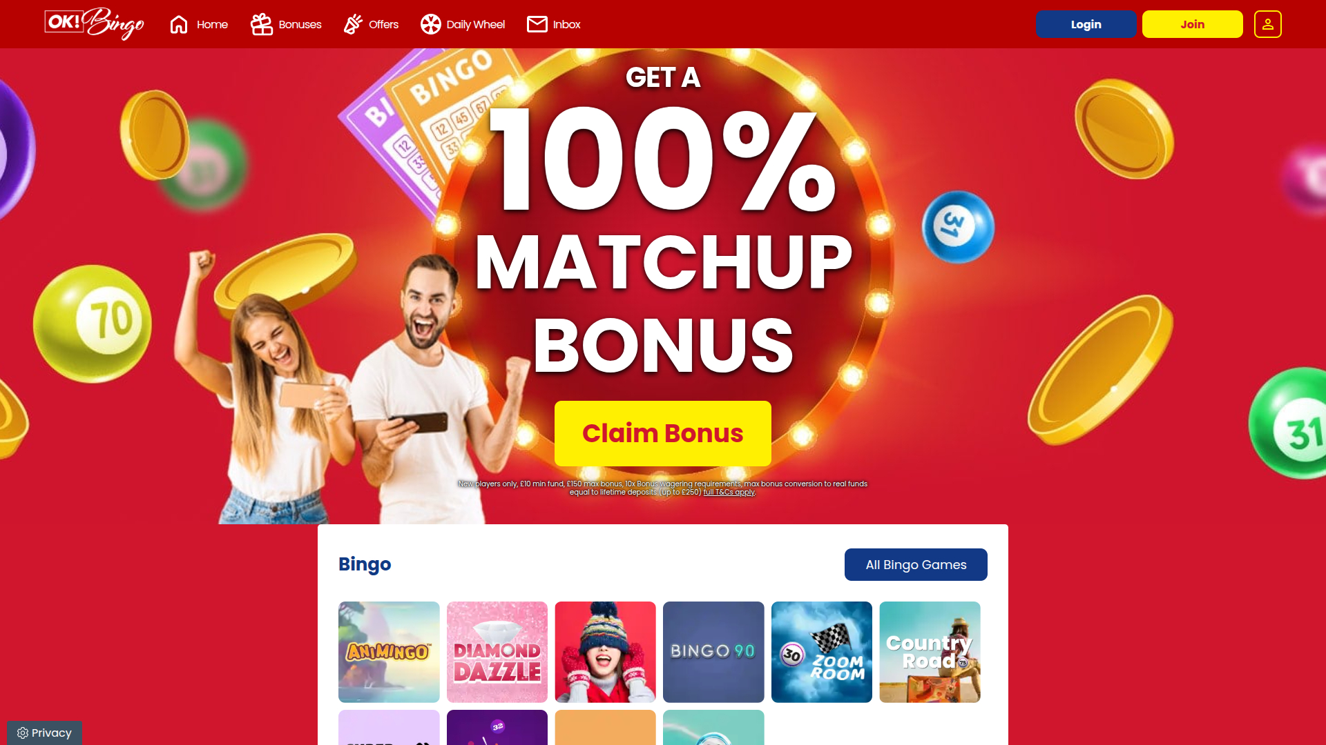 Ok Bingo Casino Desktop Homepage
