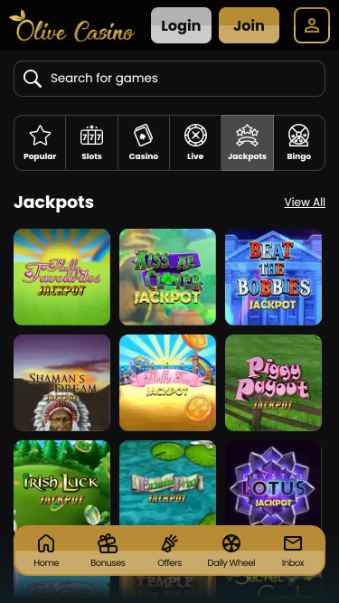Olive Casino Mobile Jackpot