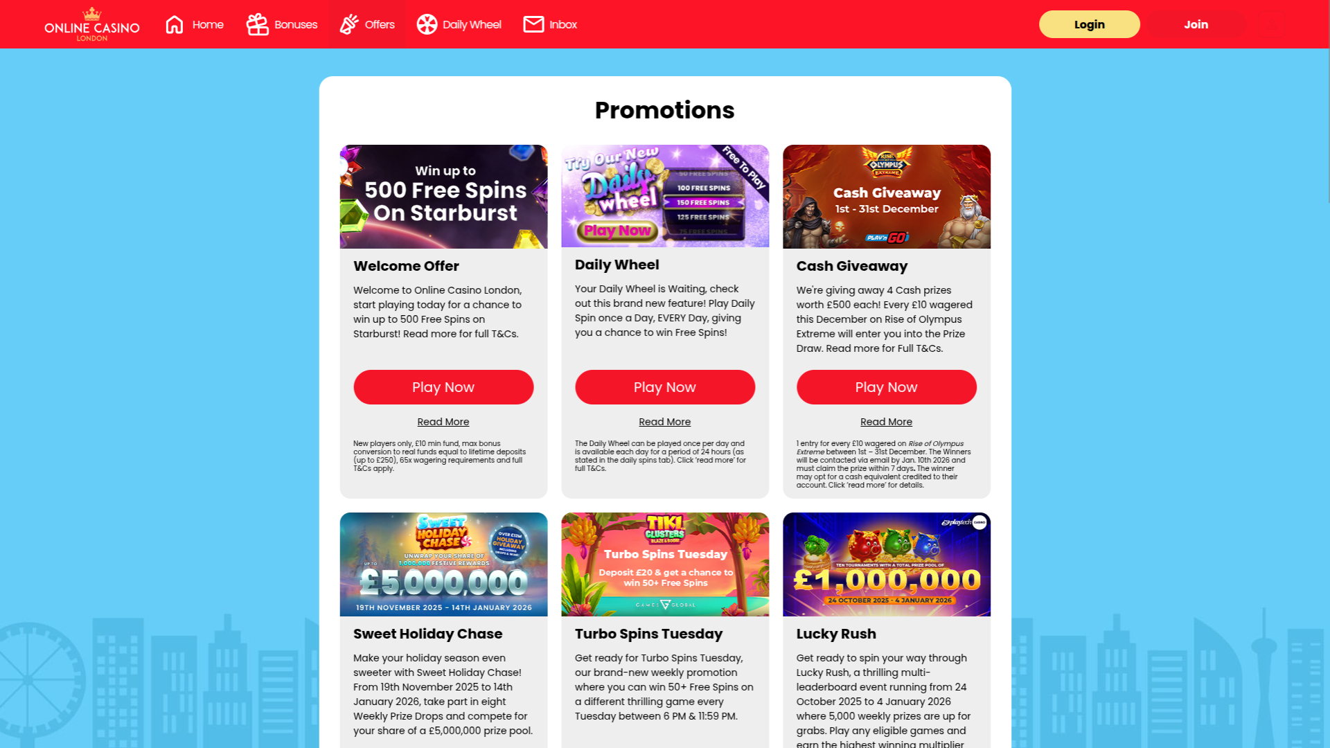 Online Casino London Desktop Promotions