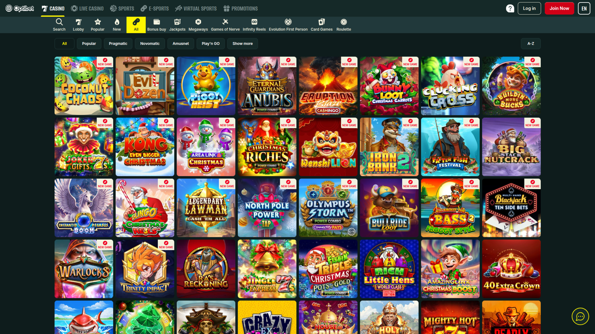 Optibet Casino Desktop Games