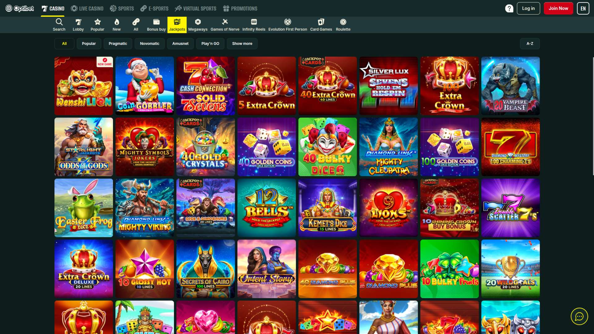 Optibet Casino Desktop Jackpot