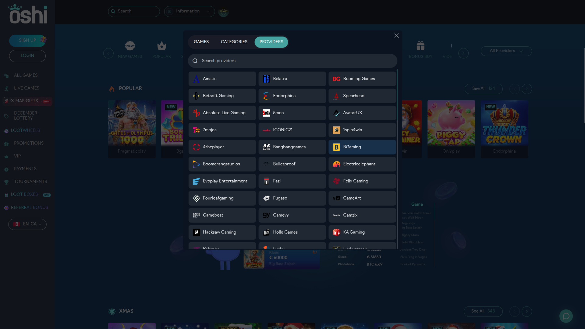 Oshi Casino Desktop Game Developers