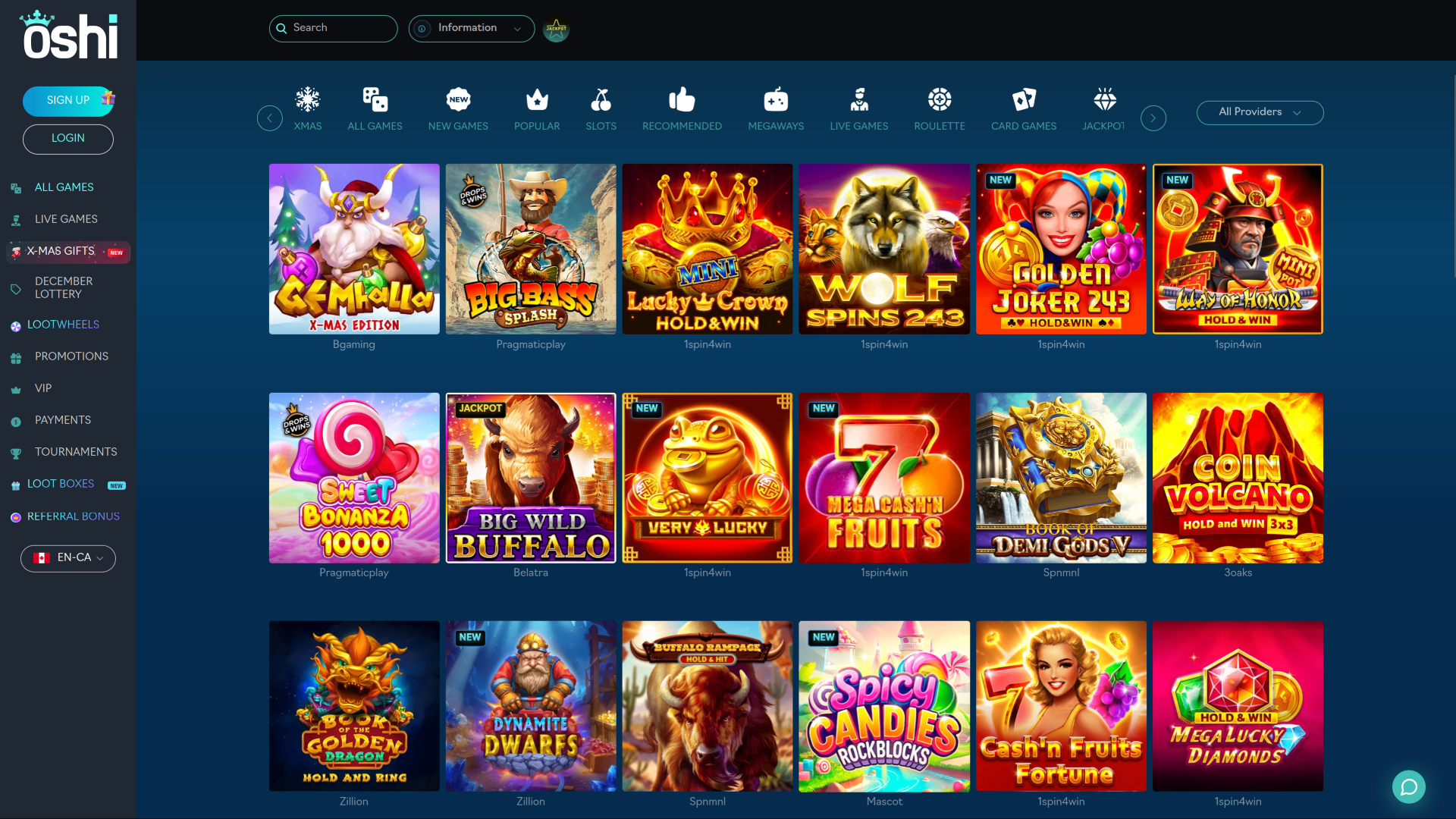 Oshi Casino Desktop Games
