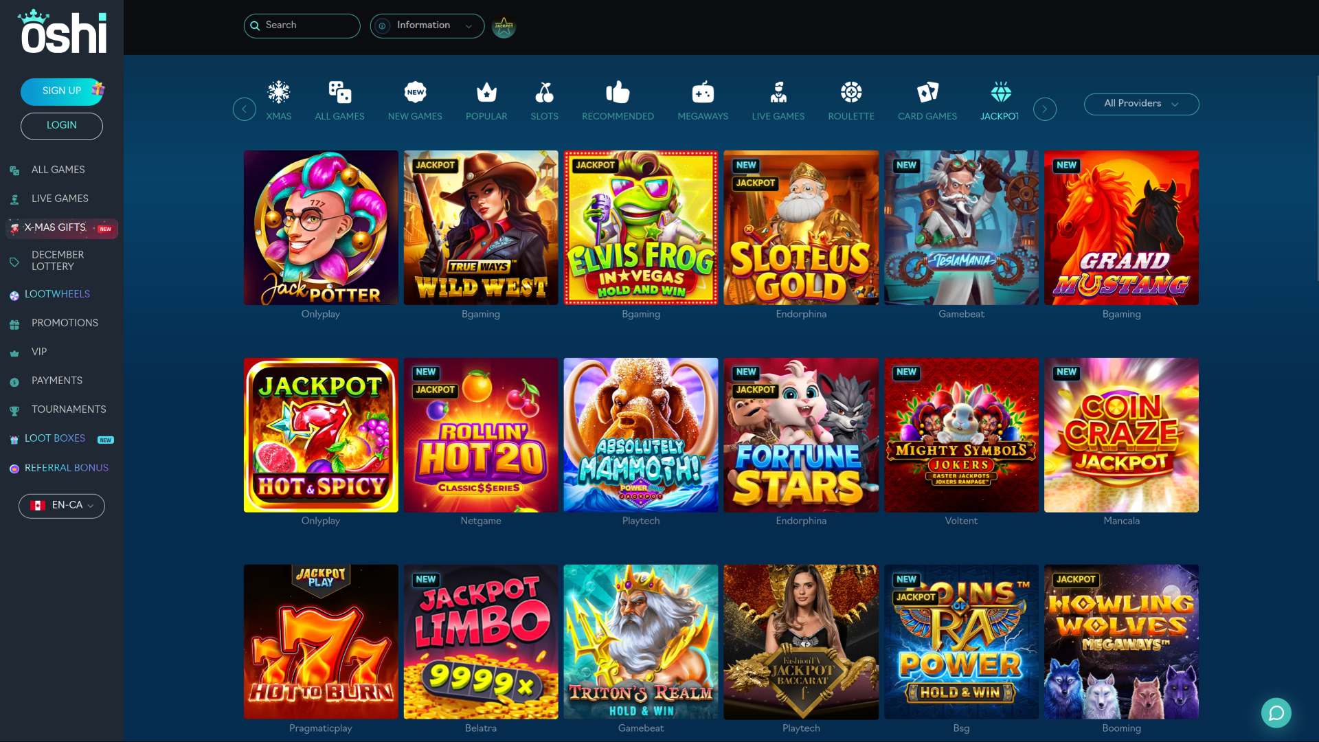 Oshi Casino Desktop Jackpot