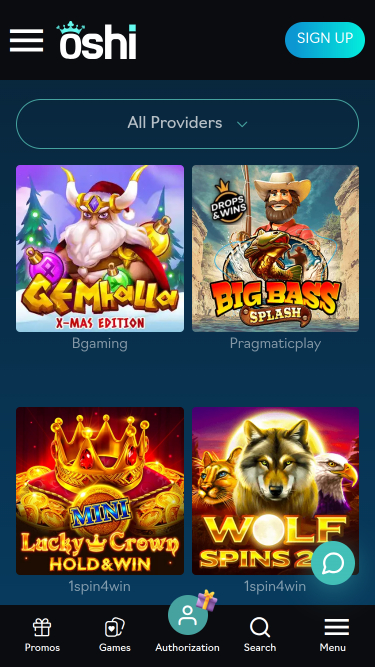 Oshi Casino Mobile Games