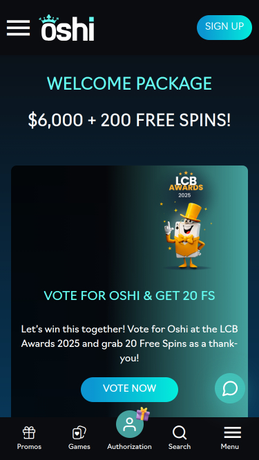 Oshi Casino Mobile Promotions