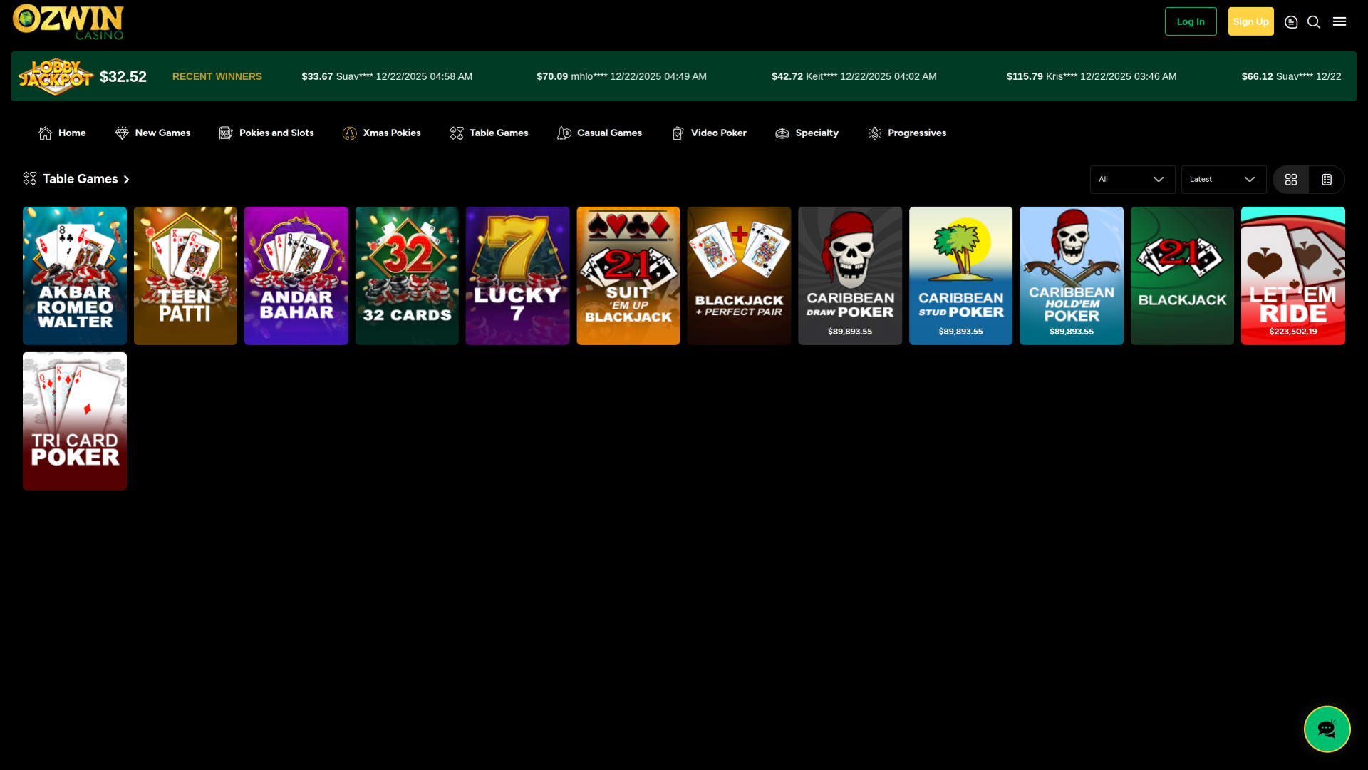 Ozwin Casino Desktop Table Games
