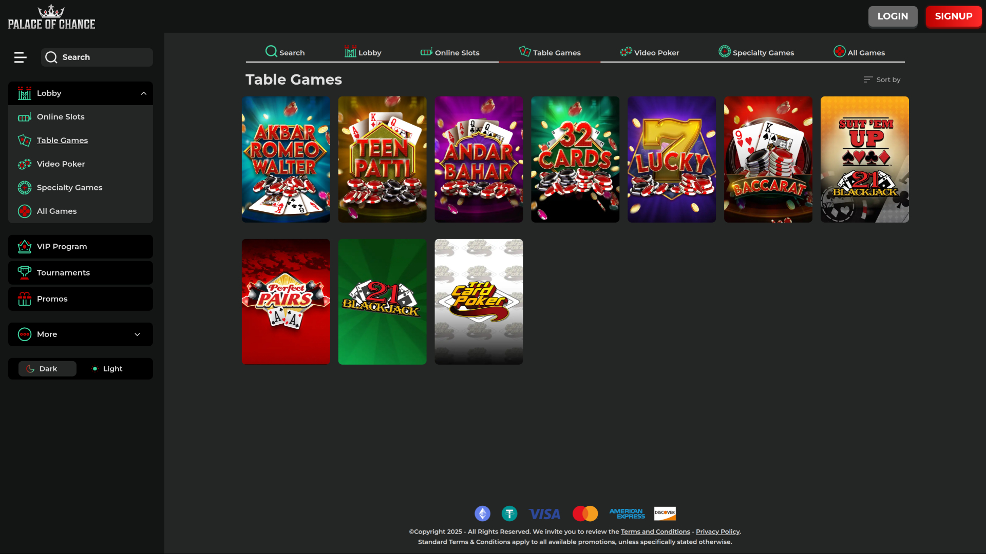 Palace of Chance Desktop Table Games