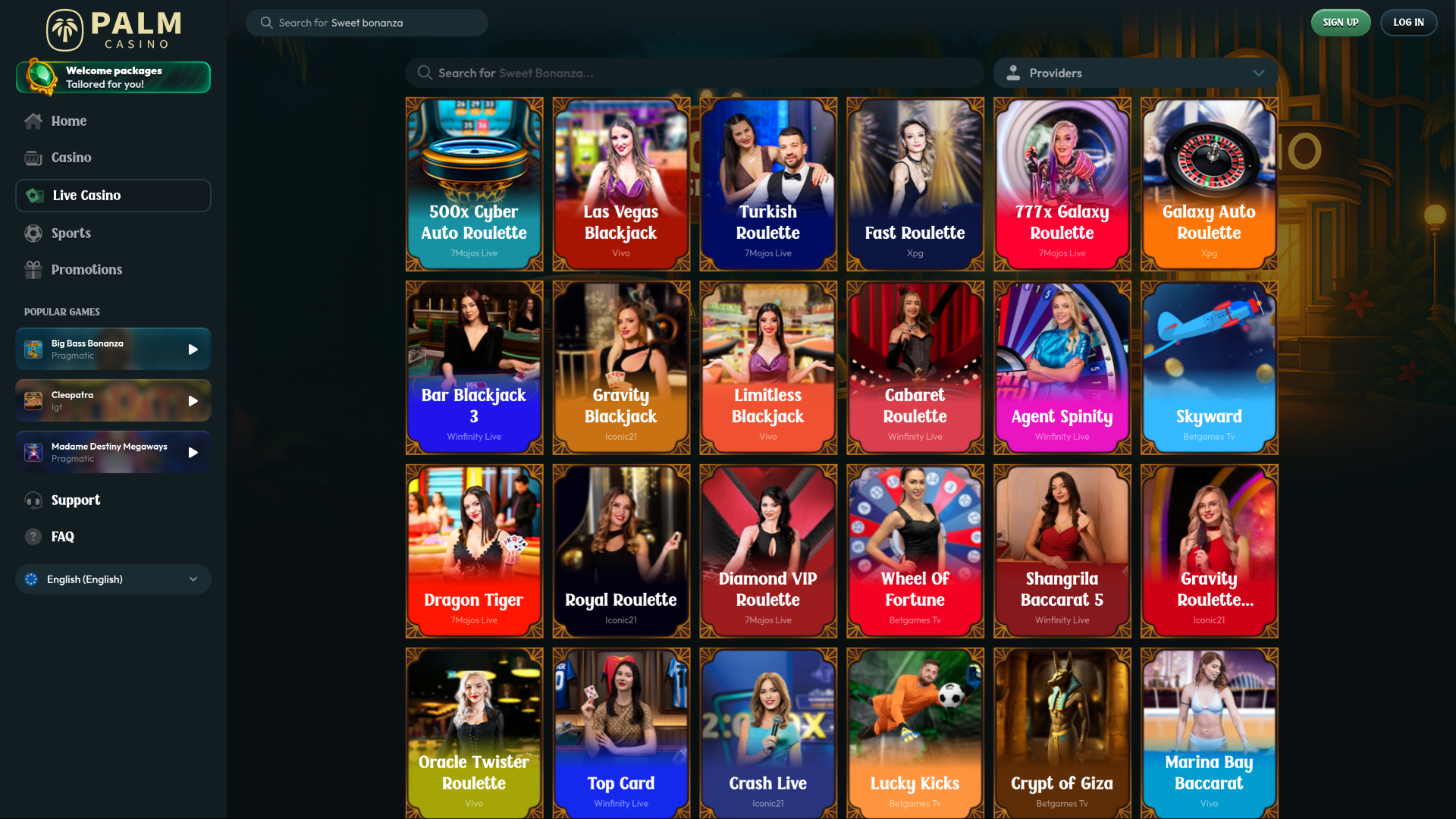 Palm Casino Desktop Live Dealer