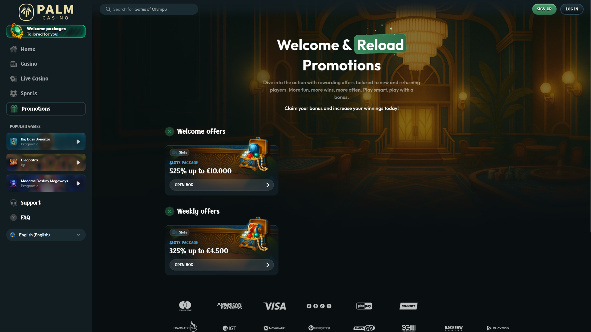 Palm Casino Desktop Promotions