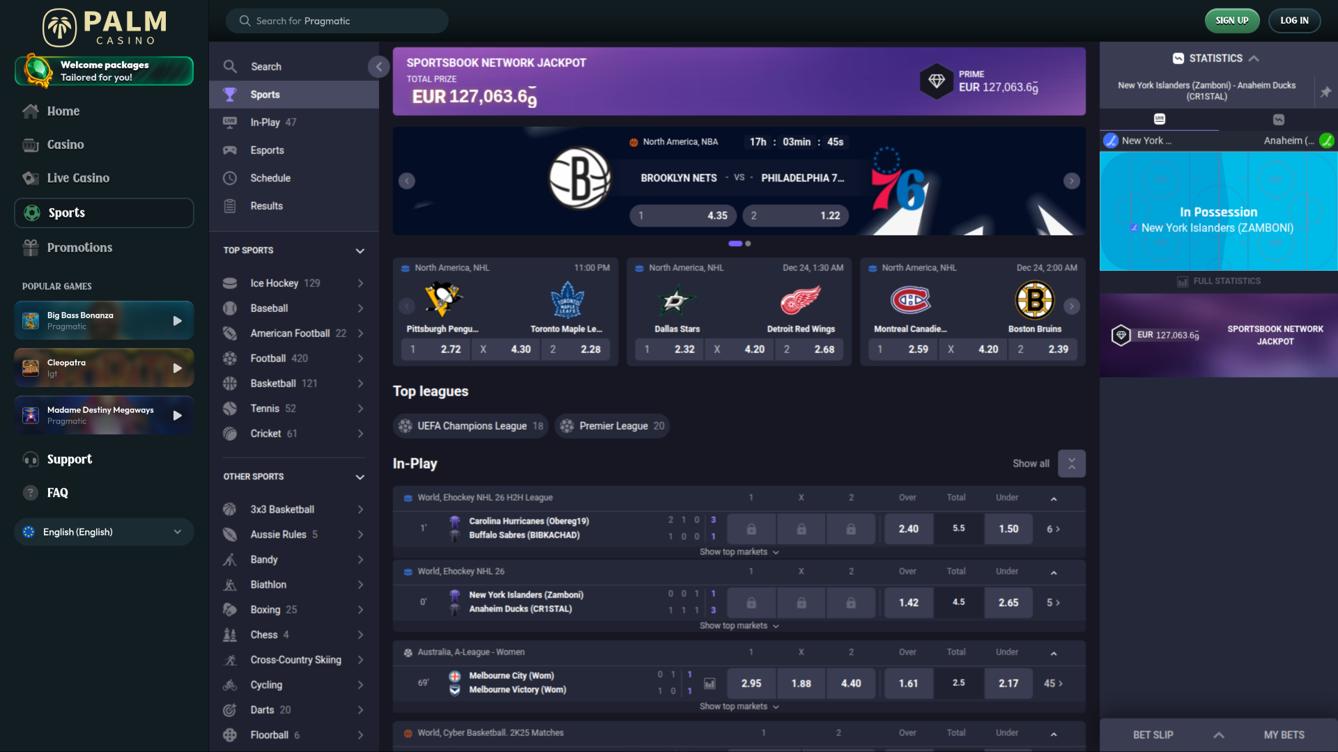 Palm Casino Desktop Sports