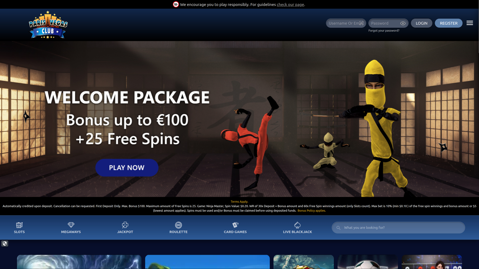 Paris Vegas Casino Desktop-Startseite