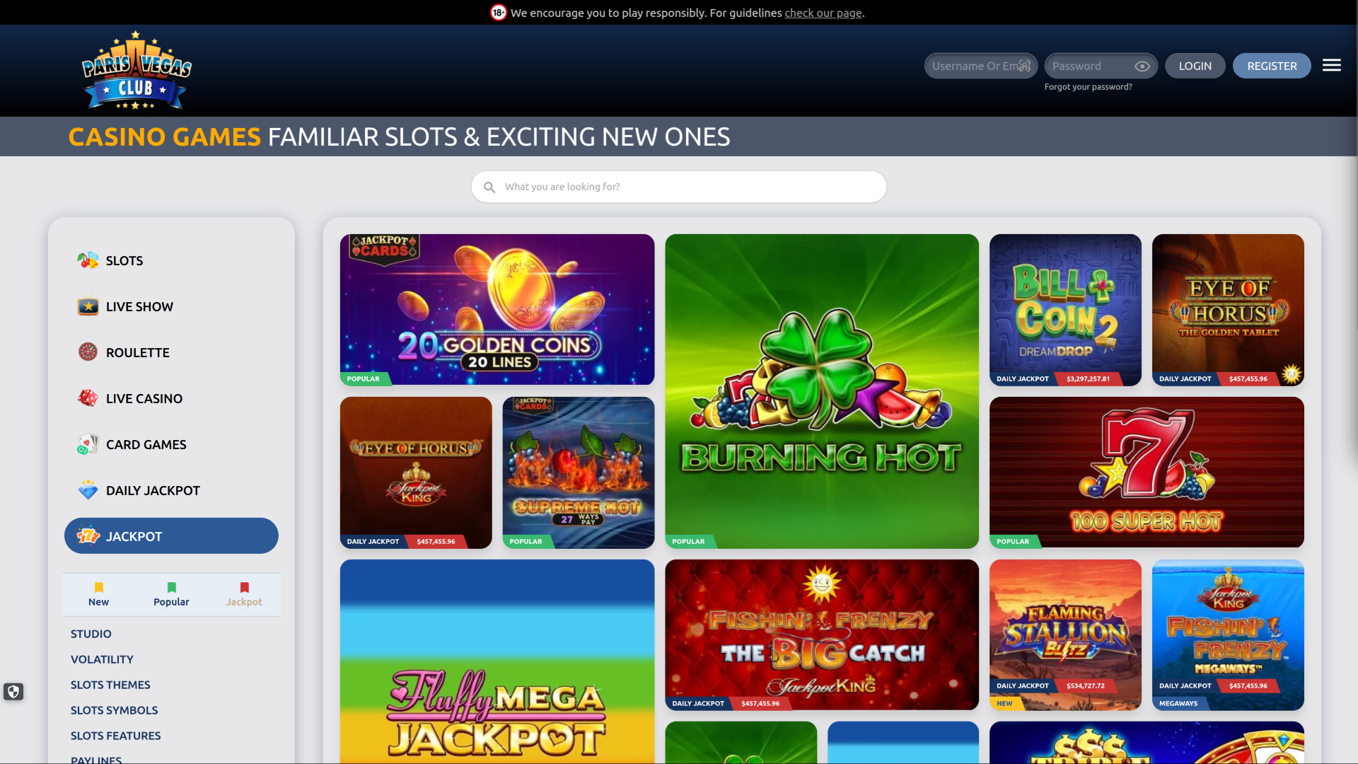 Paris Vegas Casino Desktop Jackpot