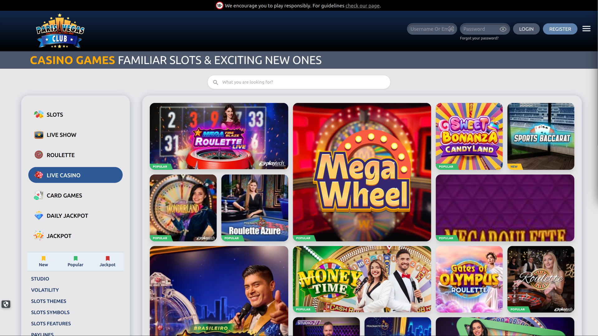 Paris Vegas Casino Desktop Live Dealer