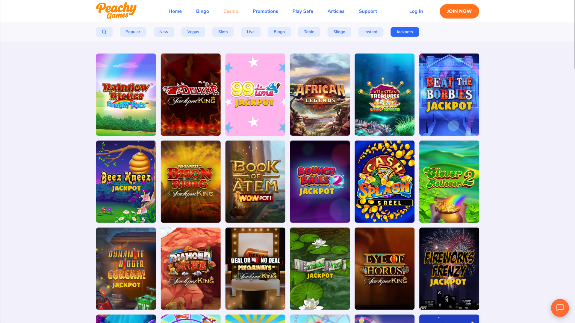 PeachyGames Casino Desktop Jackpot