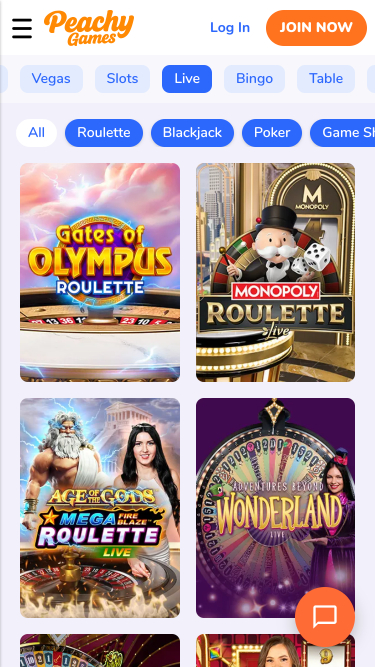 PeachyGames Casino Mobile Live Dealer