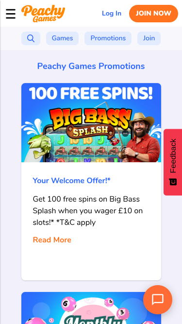 PeachyGames Casino Mobile Promotions
