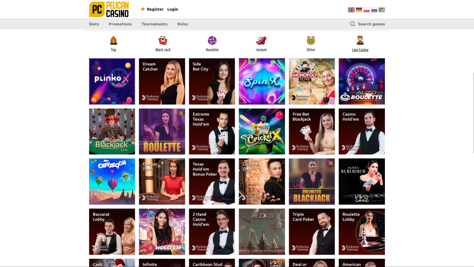 Pelican Casino Desktop Live Dealer