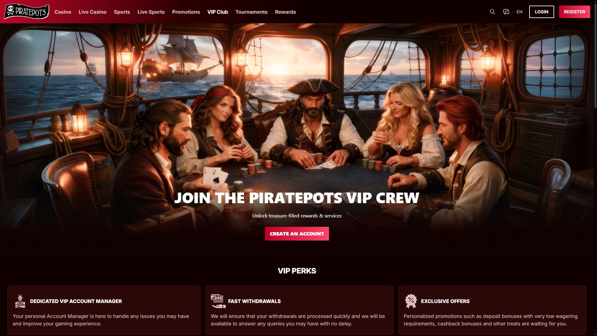 Piratepots Casino Desktop VIP Program